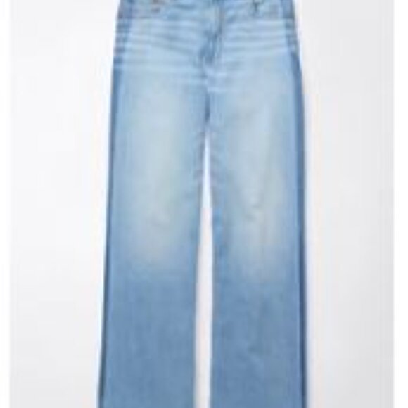 AE Dreamy Drape Stretch Side Stripe Super High-Waisted Baggy Wide-Leg Jean - Picture 1 of 6